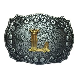 COOLLA Belt Buckle for Men- Initial Letters ABCDEFG to Z Western Rodeo Texas Cowboy Large Belt Buckles, L, 9 cm