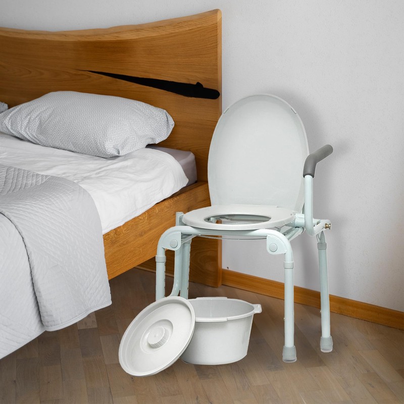 ProBasics Drop Arm Adjustable Bedside Folding Commode Chair Portable with