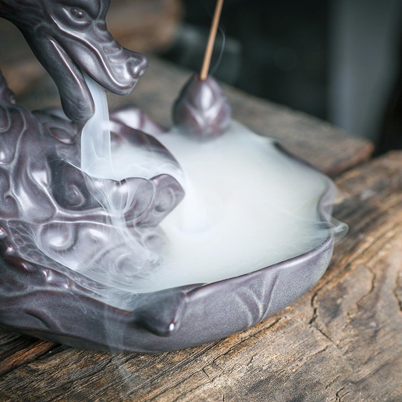 Dragon Incense Waterfall Burner Ceramic Smoke Backflow Incense Holder Include