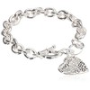 GUESS "Basic" Silver and Crystal Graffiti Heart Toggle Charm Bracelet