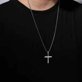 Lattd Baseball Necklace 925 Sterling Silver Baseball Cross Pendant Necklace for Men Women