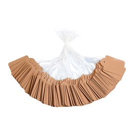 Zgwansui 300pcs Price Tags with String, 1.4x0.9 Inches Clothing Tags, Jewelry Tags for Labeling, Small Gift Tags, Writable Blank Craft Paper Hang Tags for Pricing Retail Marking Strung (Brown)