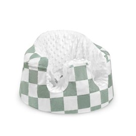 DILIMI Minky Seat Cover Compatible with Bumbo Seat, Removable Ultra Soft Comfortable Warm Seat Slipcover for Baby Girl and Boy, Green Checkered