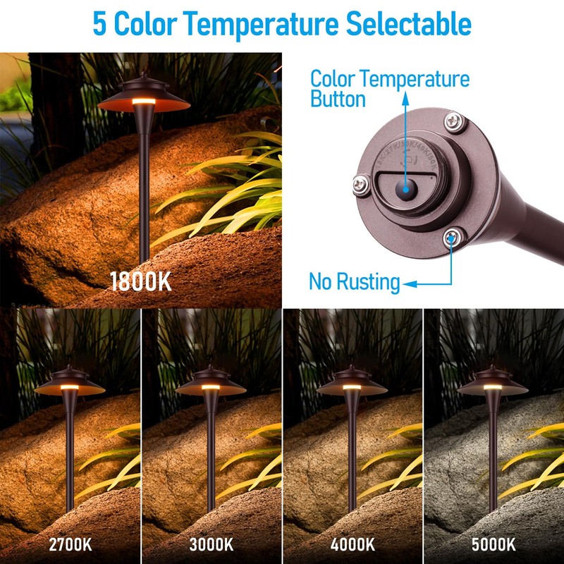 LEONLITE 5CCT Low Voltage Pathway Lights, 12-24V LED Landscape Path