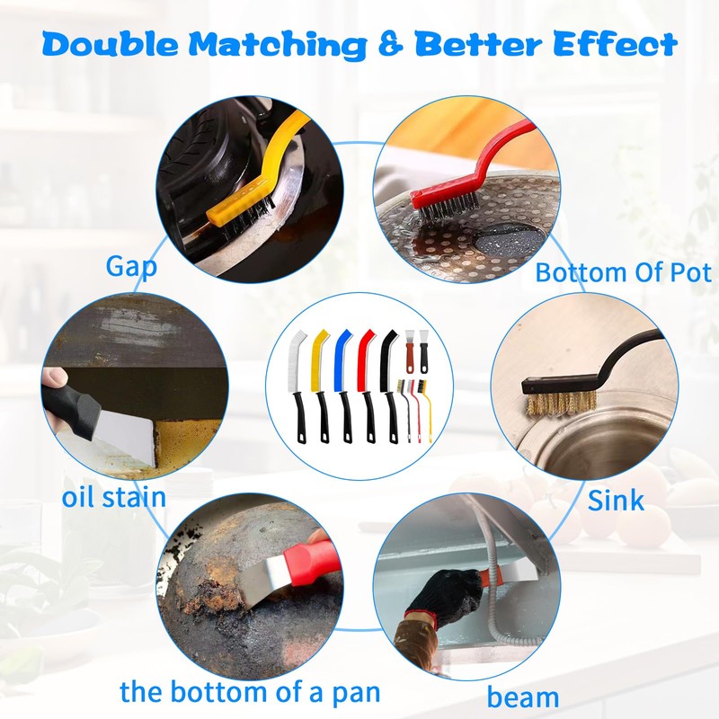 Zeuwets Crevice Cleaning Brush with Hard Bristles, 10 Pieces Corner