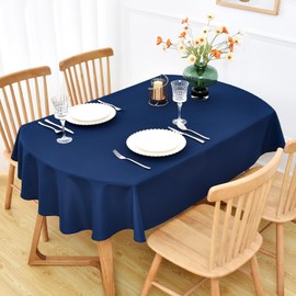 NEWISHER Navy Blue Oval Tablecloth - 153x215 cm (60x84 inch) - Heavy Duty Polyester Fabric Tablecloths, Washable Solid Table Cover for Dining, Kitchen, Home Party, Outdoor Indoor Use
