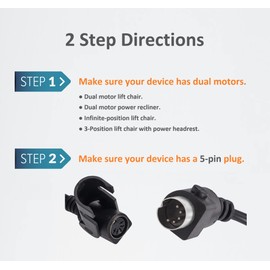 Hommoat 4 Lighted Button Remote Replacement with 5 Pin and USB Charge Port for Dual Motor Power Lift Recliner Chair CD006 (Black)