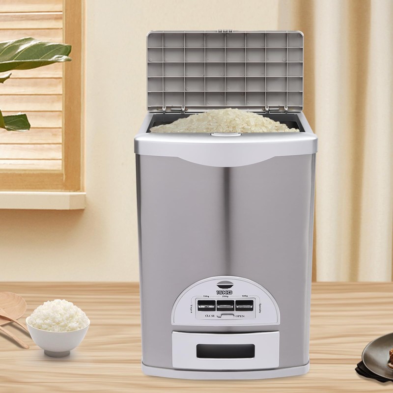 TITIDU Auto Rice Dispenser Rice Storage Container Stainless Steel Rice