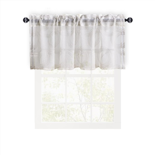 XWZO Linen Sheer Valance for Windows Solid Semi Transparent Curtains