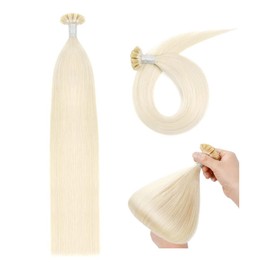 Real Hair Bondings U-Tip Hair Extensions Real Hair Keratin Bondings Real Hair 45 cm Remy Real Hair Extensions Bondings (50 g #60 Platinum Blonde)