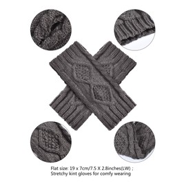 SATINIOR 6 Pairs Women's Fingerless Gloves Knit Half Gloves with Finger Holes Typing Wrist Warmers (Black,Dark Grey,Light Grey,Khaki,Navy Blue,Wine Red)