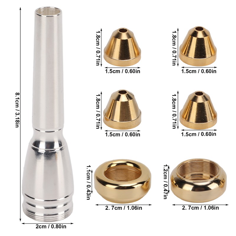 Trumpet Mouthpiece Set Polished Metal Trumpets Part 3C 3B 2C