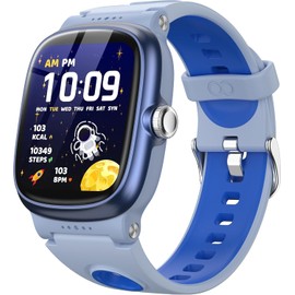 Smart Watch for Boys Girls with Sleep | Health | Activity Tracker, Games, Alarm, IP68 Waterproof Kids Fitness Watch with Pedometer, Family Account, Toys Gifts for Kids Aged 4-16 (Light/Dark Blue)