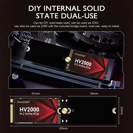 HUADISK M.2 NVMe SSD 128GB Gen3x4, 2242 NVMe with 2280 Extension Board, Internal Solid State Drive,Up to 2200MB/s, 3D NAND Flash M2 SSD, for PC, Desktop and Laptop