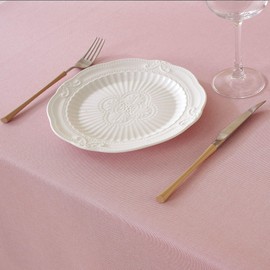 JIALE Rectangle Tables Cloth, Waterproof Stain Resistant Tablecloth, Wrinkle Free Farmhouse Dining Table Cover, Soft Fabric Table Cloths for Dinner/Party/Holiday, 60 X 104 Inch, Pink