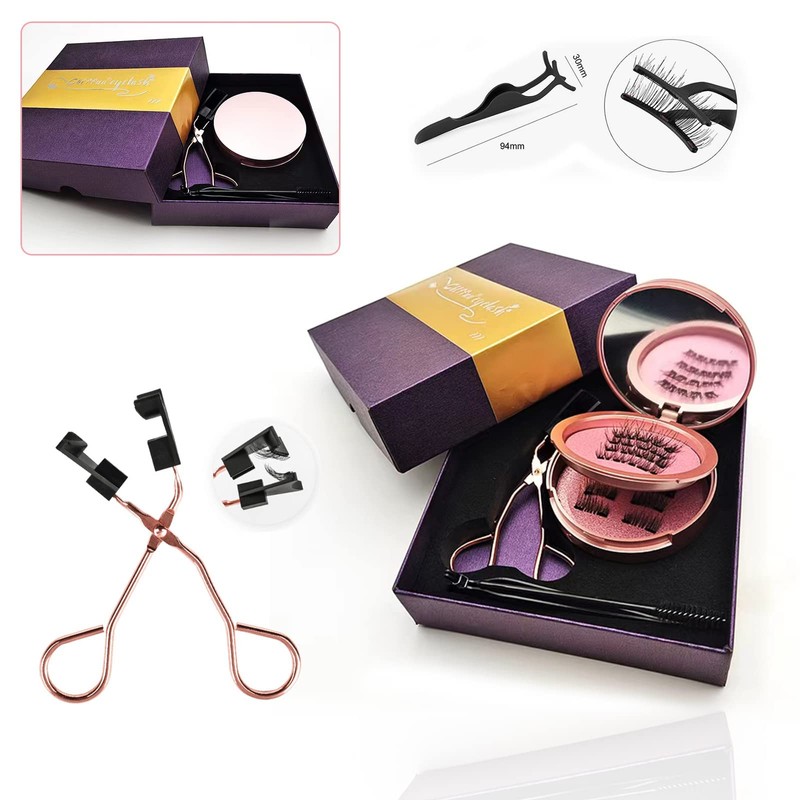 Magnetic Eyelashes without Eyeliner 4 Pairs Natural Look 3D Magnetic