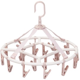 Foshine Clothes Drying Racks Foldable Clip Hangers Drip Hanger Plastic with 20 Drying Clips (Light Pink-Circle)