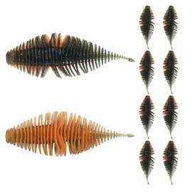 4.15'' Soft Swimbait Fishing Soft Plastic Lures Double-Color Lure for Bass Fishing Worms for Largemouth Bass (Orange+Pumpkin, 24)