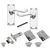 1 Set of Victorian Scroll Latch Door Handles Polished Chrome