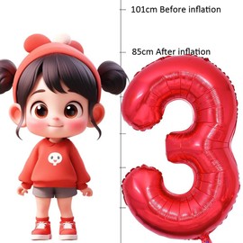 Vthoviwa Big Aluminum Helium Number Balloons, No. 19 / 91, Approx. 40 inches (100 cm), Red, Birthdays, Carnivals, Decorations, Anniversaries, Parties, for Men and Women