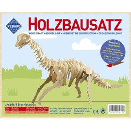 Pebaro 856/9 Holzbausatz Brachiosaurus, Dinosaurier 3D Puzzle, Basteln mit Holz, Holzpuzzle, Bastelset, vorgestanzte Holzplatte, inkl Schmirgelpapier, ausbrechen, zusammenstecken, fertig, Geschenkidee