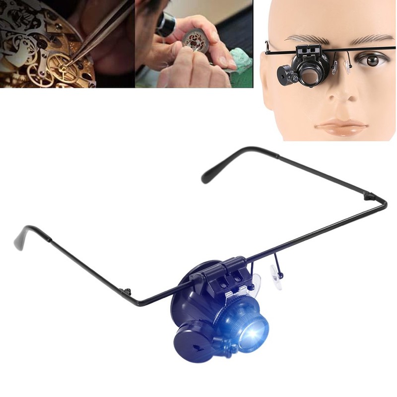 20X Magnification Single Eyeglass Magnifying Lighting Loupe Glasses Jeweler Watch