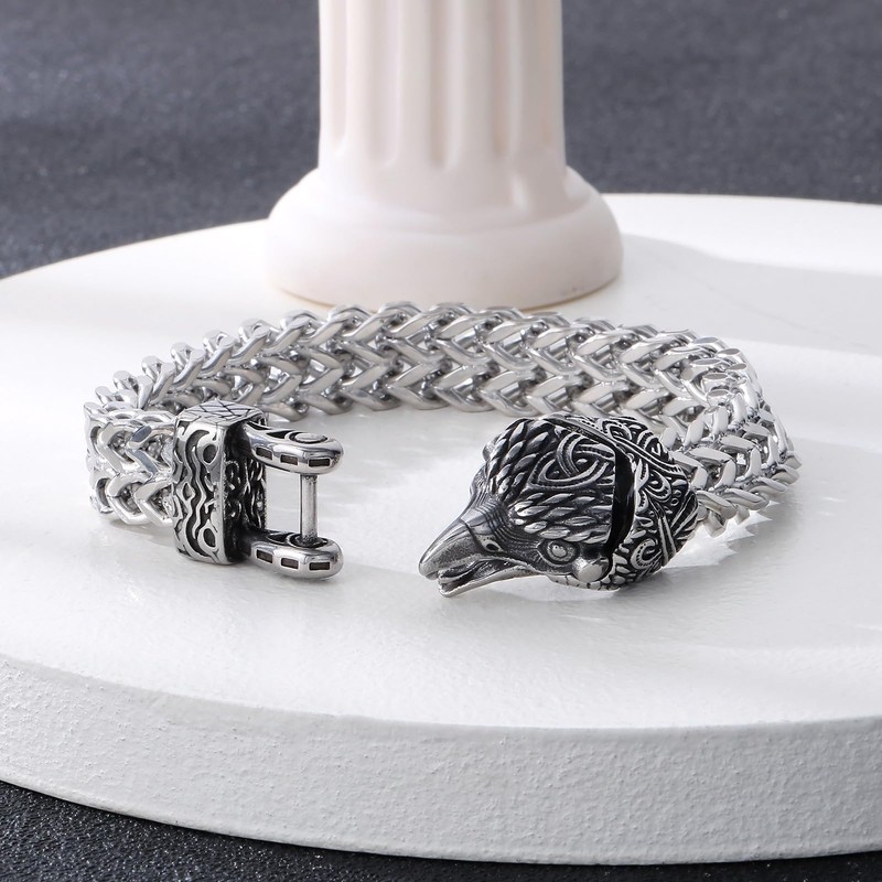 Klapgo Gothic Stainless Steel Retro Eagle Bracelet for Men and