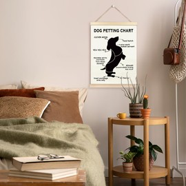 TAEDIN Dog Wall Decor Poster Hanger Frame, Black Dachshund Wall Decorations Wooden Canvas Print, Gift for Dog Lover Mom Onwer, Funny Dog Print Hanging Sign for Pet Shop Home Decor 12X16