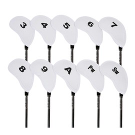 Golf Iron Covers Set of 10 with Counts Easy to Read Headcovers Cushion Material Protective Covers (White)
