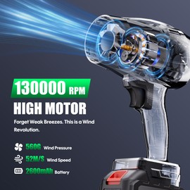 DAILYLIFE Electric Cordless Leaf Blower, 130MPH Handheld Leaf Blower, 2X 2.6Ah Battery and Charger Included, Lightweight & Portable for Patio Cleaning, Lawn Care, Car and Dust