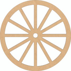 Wooden Wagon Wheel 4'' Cutout, Unfinished Wood Western Craft Shape, Spoked Wheel MDF Blank