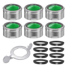MOXYOY Tap Filter, 6 Pcs M24 Chrome-Plated Brass Sink Tap Aerator, Water-Saving Anti-Splash Faucet Filter with 8 Seals and 1 Chrome Key