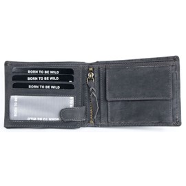 FLW-HL Strong Grey Genuine Leather Wallet with a Tank - RFID