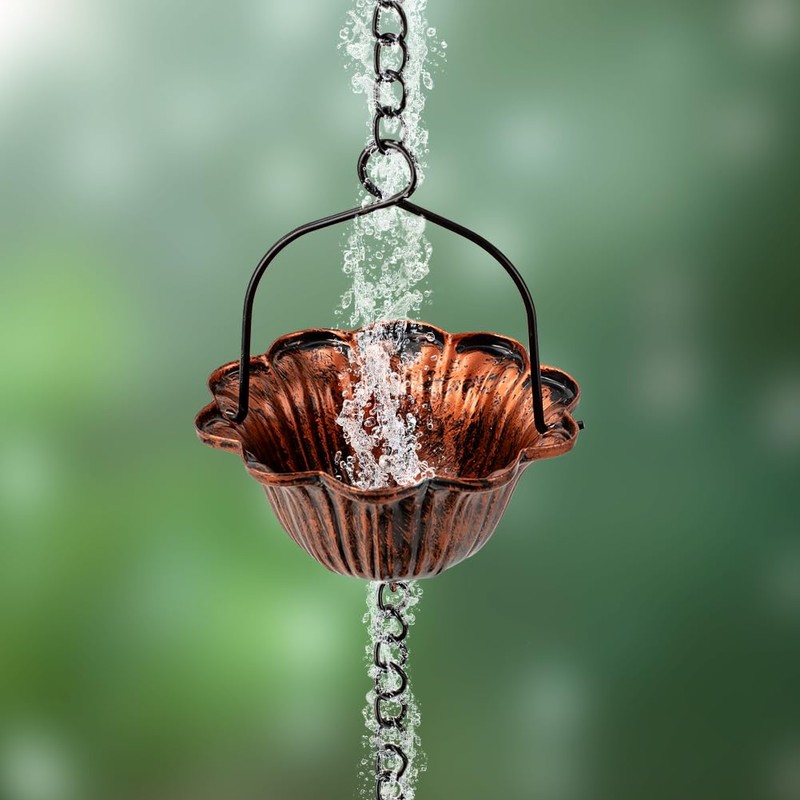 giole 10FT Rain Chain, Lotus Rain Chains for Gutters with