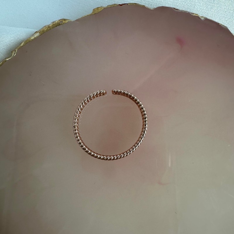 Rose Gold Dipped Sterling Silver Adjustable Ribbed Midi Toe Ring