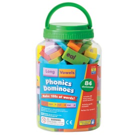 Educational Insights Phonics Dominoes – Long Vowels - Manipulative for Classroom & Home, Set of 84 Dominoes in 6 Colors, Ages 6+