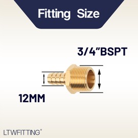 Generic Brass Barbed Fitting Coupler / Connector 3/4" Male BSPT x 1/2"(12mm)Hose Barb Fuel Gas Water (Pack of 5)