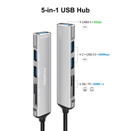 SD Card Reader, Frotox 5 in 1 USB Adapter with SD/Micro SD Card Reader, 1 USB 3.0, 2 USB 2.0, Multiport USB SD Card Reader for SD, MMC, Micro SD, TF, SDXC, SDHC, Micro SDHC, Micro SDXC etc