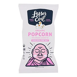 Lesser Evil Popcorn - Organic - Himalayan Pink - .88 oz - case of 18 - Gluten Free - Dairy Free - Yeast Free - Wheat Free-Vegan