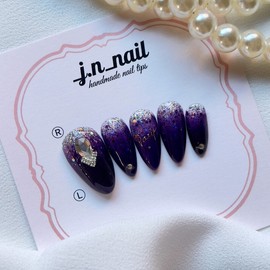 Purple mood handmade nail tips - Square / 보라빛 무드 수제네일팁 - 스퀘어