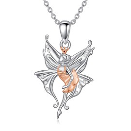 Flpruy Ballerina Butterfly Necklace for Girls 925 Sterling Silver Ballet Dancer Necklace Ballet Jewelry Dance Recital Gifts for Girls Women, Sterling Silver, base