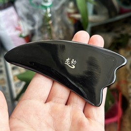 Black Water Buffalo Horn Gua Sha Tool for Face & Body - Triangular Shape, Free Size Standard 10ea
