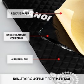 CANOPUS Sound Deadening Mat for Cars, 50 mil 18 sqft, Pack of 9 Sheets, Butyl Sound Deadener Mat, Audio Car Sound Dampening Material for Car Trunk, Door, Floor and Ceiling, Black