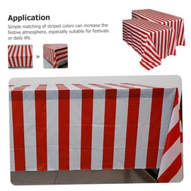 WOONEKY Striped Tablecloth Waterproof Fitted for Christmas Party Cover Black Reusable Plastic Tablecloth