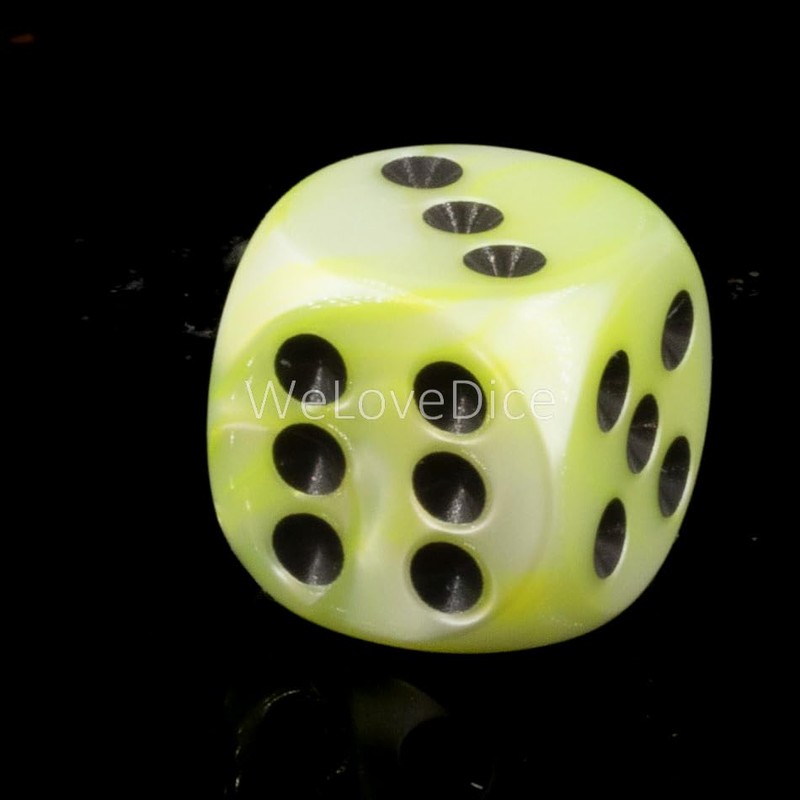 WeLoveBeads W6 Cube (16 mm) in Neon Green/Black Dots -