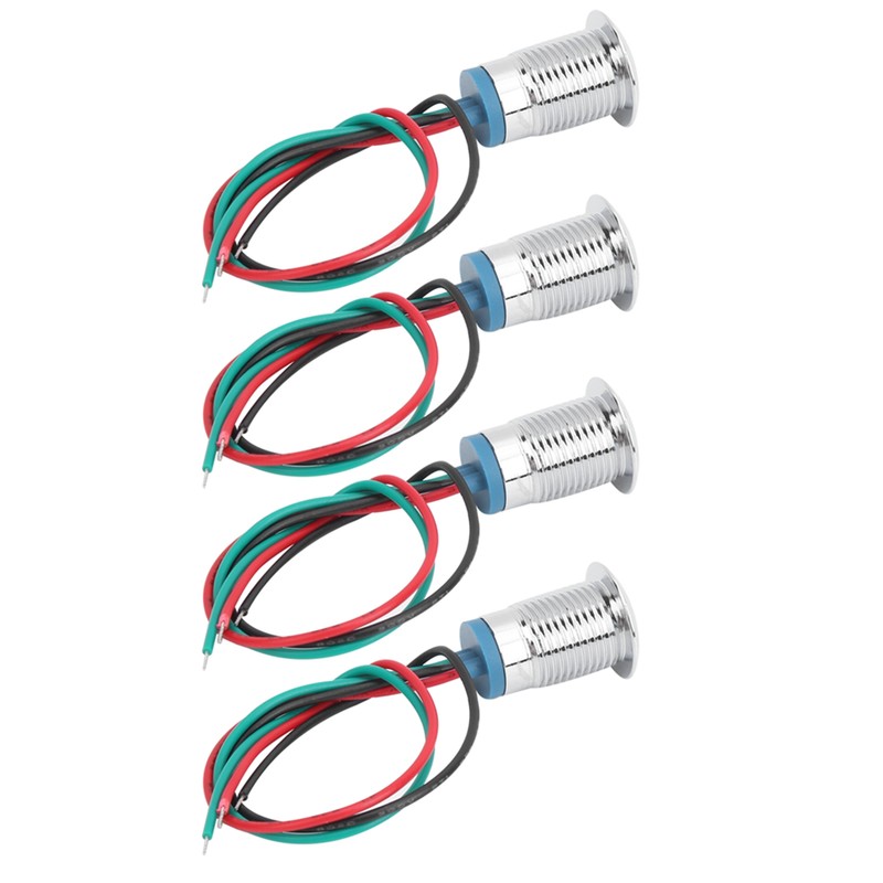 4 Sets PreWired Round LEDs Waterproof Metal 2Color Indicator Common