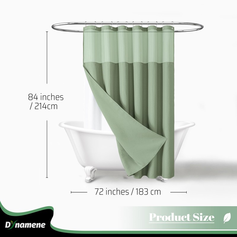 Dynamene Extra Long Shower Curtain, 84 Inch Long Waffle Fabric