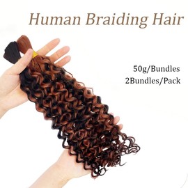 Human Braiding Hair 28 Inch 100G No Weft Bundles for Boho Braiding 1B30 Ombre Honey Blonde Human Braiding Hair Water Wave Bohemian Human Hair for Braiding Hair Extensions Wet and Wavy Blonde Highlight