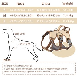 LiebeDD Medium Dog Harness, Safety Harness, Escape Proof, Padded Dog Harness with Handle and 2 Lead Clips, Anti-Pull Dog Harness for Medium, Small Dogs and Puppies (Beige, M)