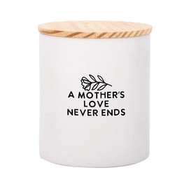 Dexsa A Mother's Love Never Ends Ceramic Canister with Lid - Natural Pine Lid - Hold Utensils, Sugar, Tea Bags, Coffee Grounds, Spices, Cotton Balls, Bath Salts or Toiletries